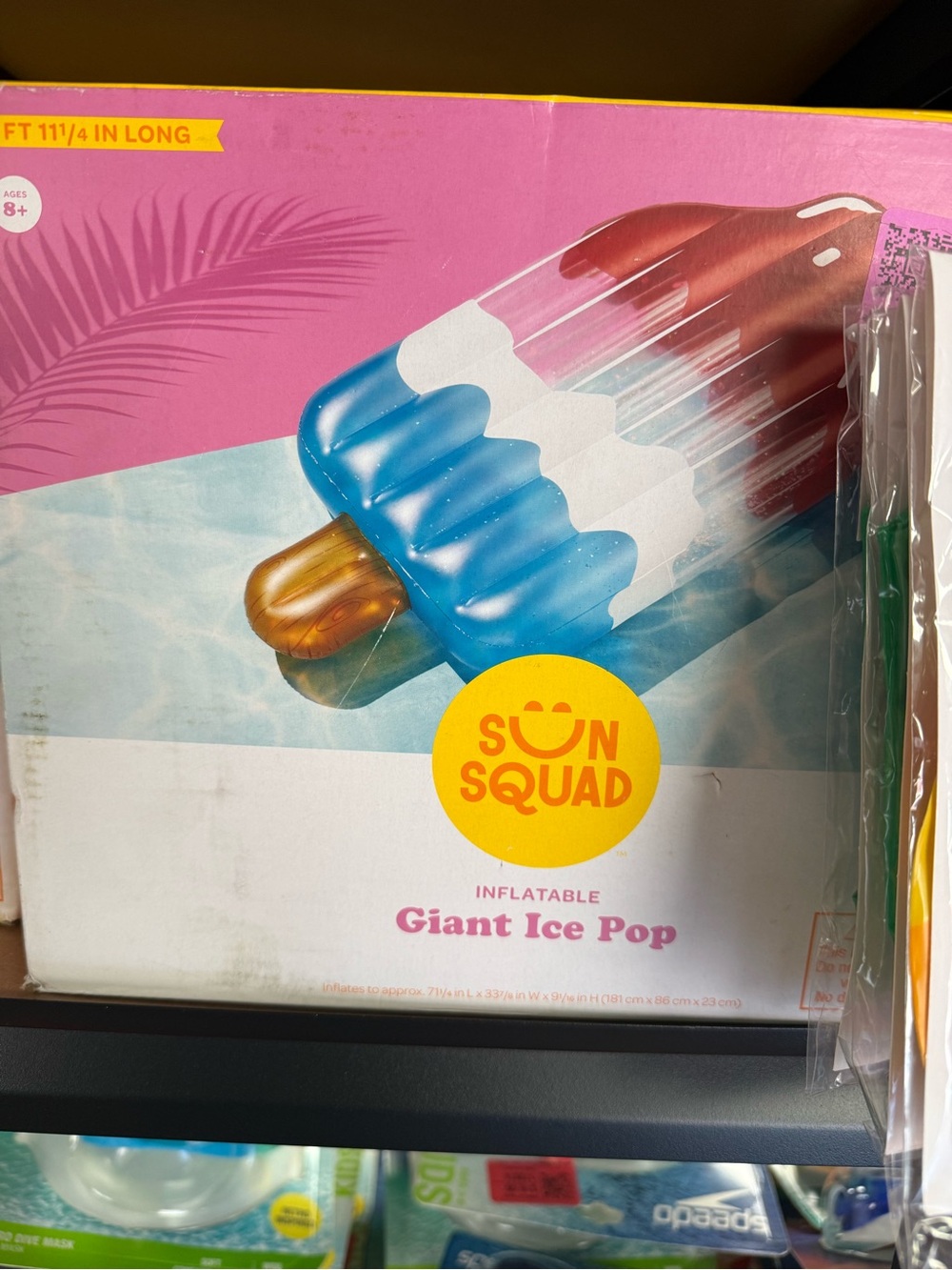Sun Squad Inflatable Giant Ice Pop Pool Float - Blue/White/Brown
